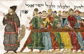 particolare di illustrazione ebrei al tempio